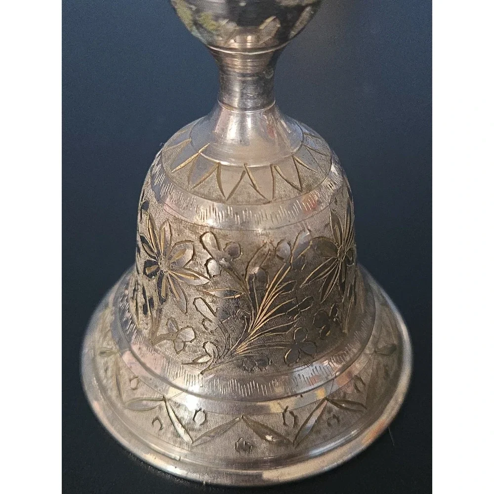 Vintage Z.Y. India World Gift Metal Service Bell Candle Stick Holders Set of 2